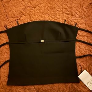 Black strapless Zara top with back detailing